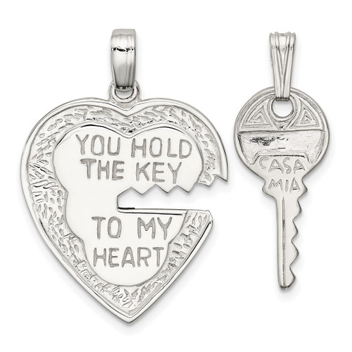 Sterling Silver Heart & Key Pendants