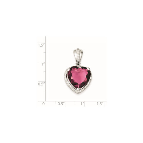 Image of Sterling Silver Heart Red CZ Pendant