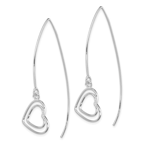 53mm Sterling Silver Heart Threader Earrings QE9075