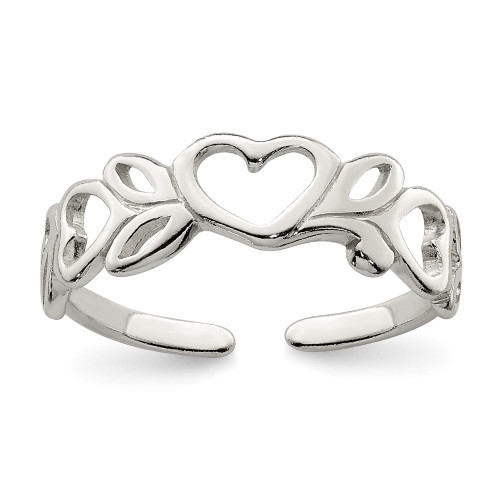 Sterling Silver Hearts With Cutout Design Toe Ring