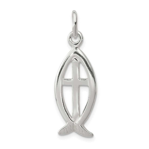 Image of Sterling Silver Ichthys Fish Cross Charm QC1996