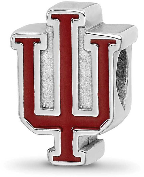 Image of Sterling Silver Indiana University Block IU Enamel Logo Bead by LogoArt