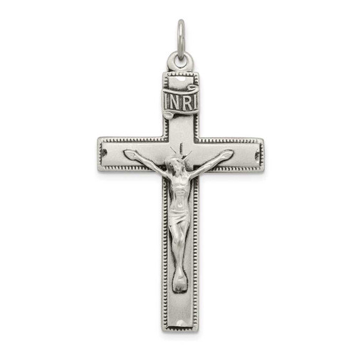 Image of Sterling Silver Inri Crucifix Cross w/ Prayer Pendant