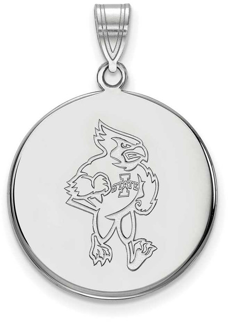Image of Sterling Silver Iowa State University Large Disc Pendant by LogoArt (SS038IAS)