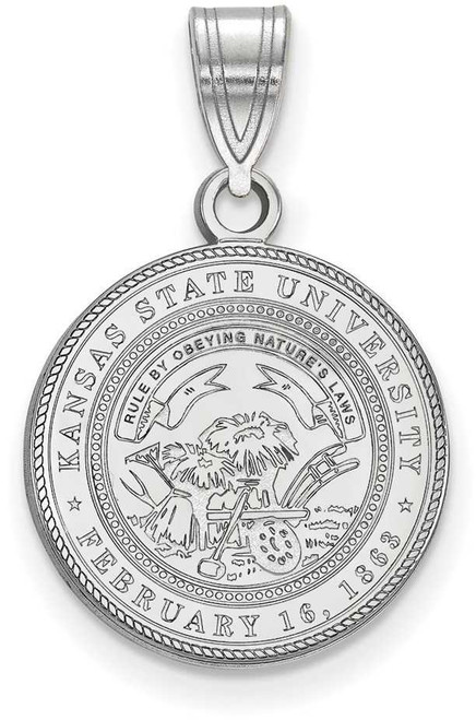 Image of Sterling Silver Kansas State University Medium Crest Pendant by LogoArt