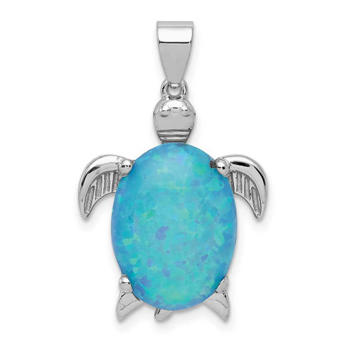 Image of Sterling Silver Lab-Created Opal Inlay Sea Turtle Pendant