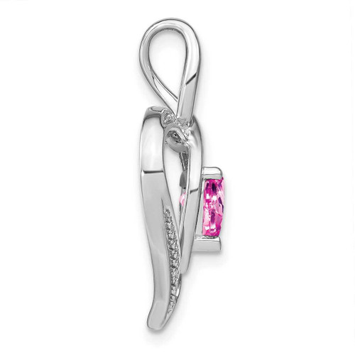 Image of Sterling Silver Lab-Created Pink Sapphire and Diamond Pendant