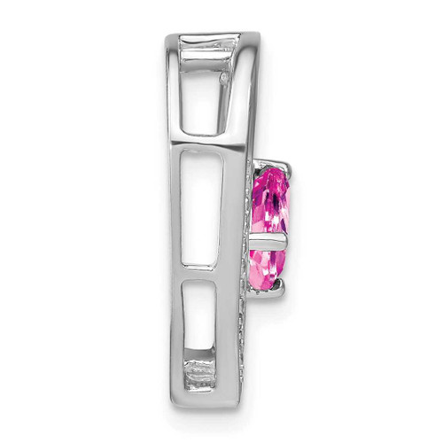 Image of Sterling Silver Lab-Created Pink Sapphire and Diamond Pendant 4441