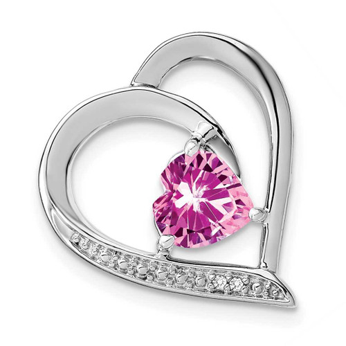 Image of Sterling Silver Lab-Created Pink Sapphire and Diamond Pendant 4441