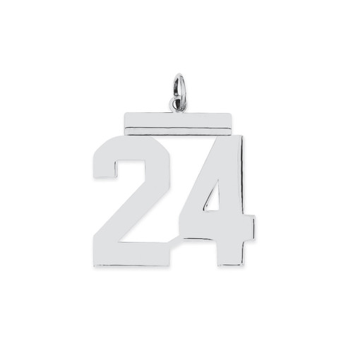 Image of Sterling Silver Large Polished Number 24 Charm