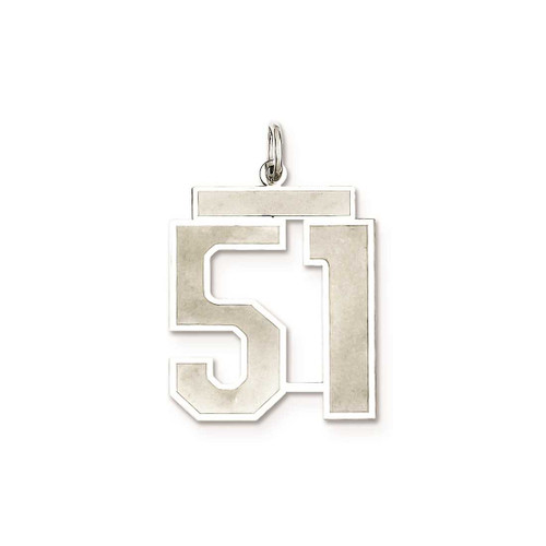 Image of Sterling Silver Large Satin Number 51 Charm