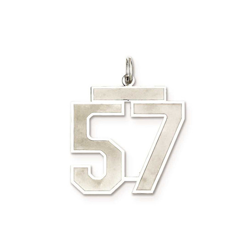 Image of Sterling Silver Large Satin Number 57 Charm