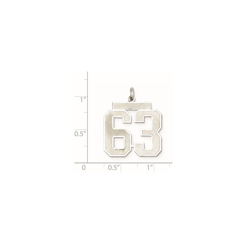 Image of Sterling Silver Large Satin Number 63 Charm