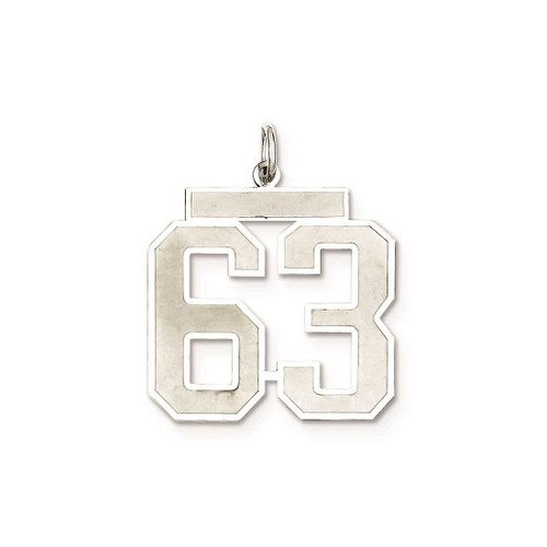 Image of Sterling Silver Large Satin Number 63 Charm