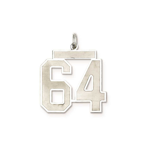Image of Sterling Silver Large Satin Number 64 Charm