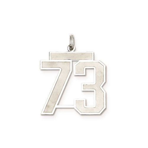 Image of Sterling Silver Large Satin Number 73 Charm