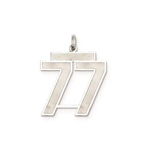 Image of Sterling Silver Large Satin Number 77 Charm