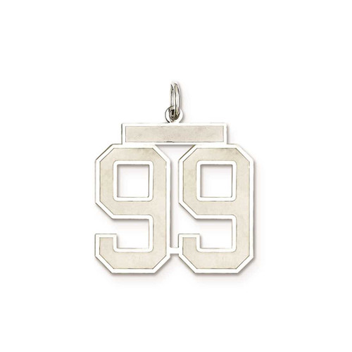 Image of Sterling Silver Large Satin Number 99 Charm
