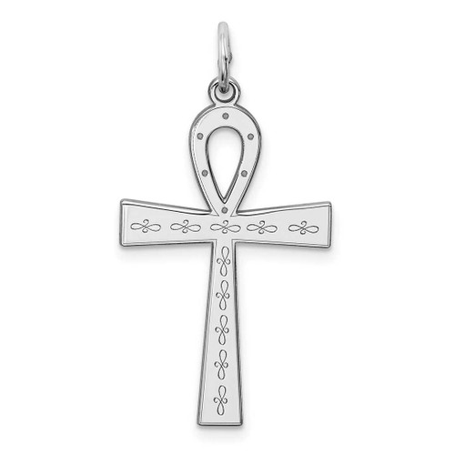 Image of Sterling Silver Laser Designed Cross Pendant QXR138