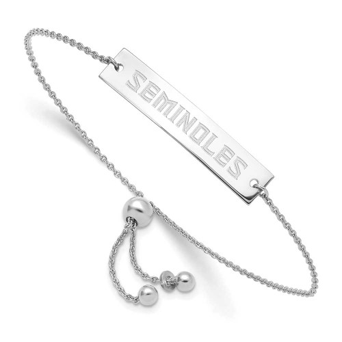 Image of Sterling Silver LogoArt Florida State University Small Bar Adjustable Bracelet