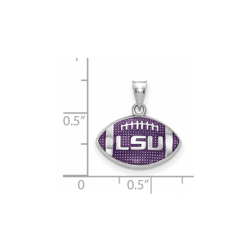 Sterling Silver LogoArt Louisiana State University LSU Enameled Football Pendant