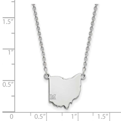 Image of Sterling Silver LogoArt Miami University Ohio Shape State Necklace