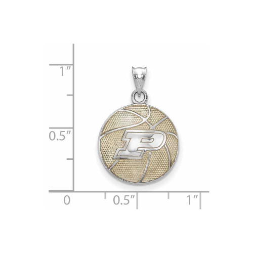 Image of Sterling Silver LogoArt Purdue University Enameled Basketball Pendant