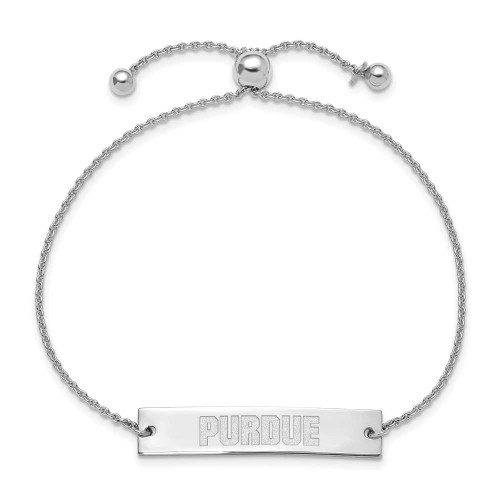 Image of Sterling Silver LogoArt Purdue University Small Bar Adjustable Bracelet