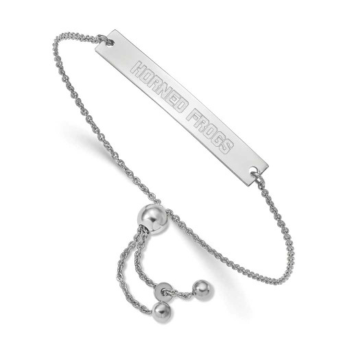 Image of Sterling Silver LogoArt Texas Christian University Small Bar Adjustable Bracelet