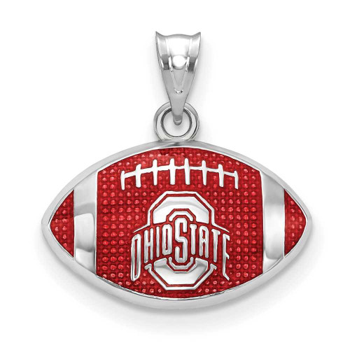 Image of Sterling Silver LogoArt The Ohio State University Enameled Football Pendant