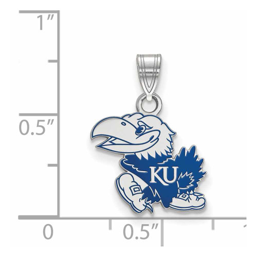 Image of Sterling Silver LogoArt The University of Kansas Medium Enamel Pendant