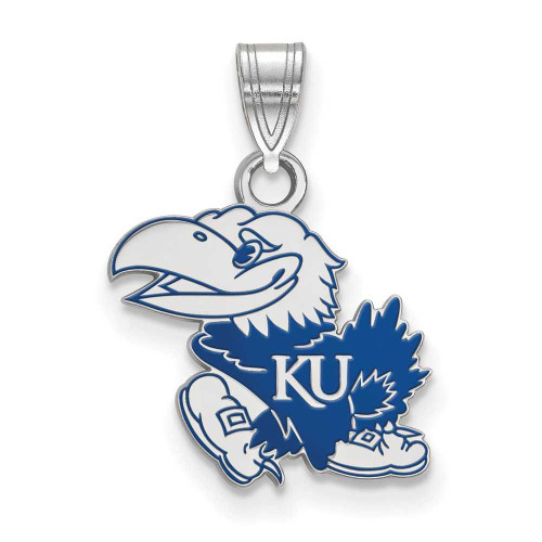 Image of Sterling Silver LogoArt The University of Kansas Medium Enamel Pendant