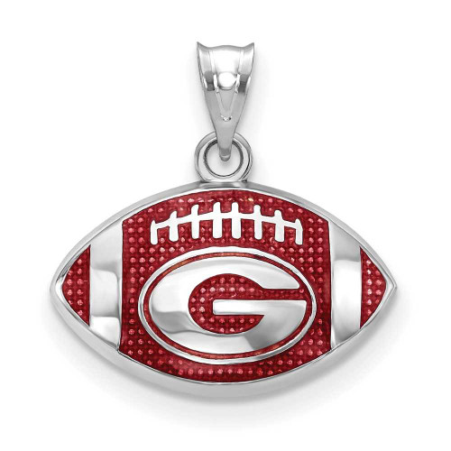 Image of Sterling Silver LogoArt University of Georgia Enameled Football Pendant