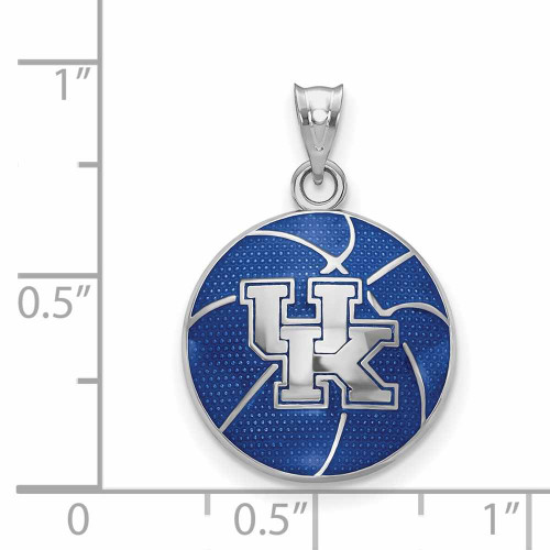 Image of Sterling Silver LogoArt University of Kentucky Domed Enameled Basketball Pendant