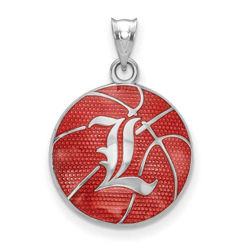 Image of Sterling Silver LogoArt University of Louisville Enameled Basketball Pendant