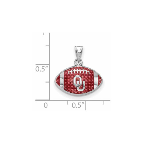 Image of Sterling Silver LogoArt University of Oklahoma Enameled Football Pendant