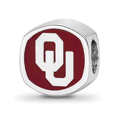 Image of Sterling Silver LogoArt University Of Oklahoma OU Enameled Bead