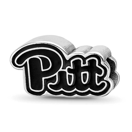 Image of Sterling Silver LogoArt University Of Pittsburgh Pitt Script Enameled Logo Bead