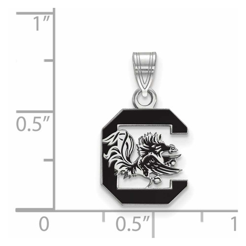 Image of Sterling Silver LogoArt University of South Carolina Medium Enamel Pendant