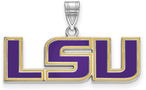 Image of Sterling Silver Louisiana State University Medium Enamel Pendant by LogoArt