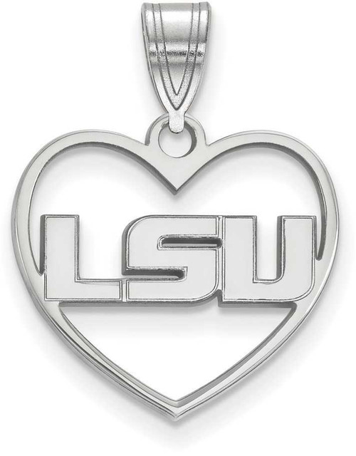 Image of Sterling Silver Louisiana State University Pendant in Heart by LogoArt
