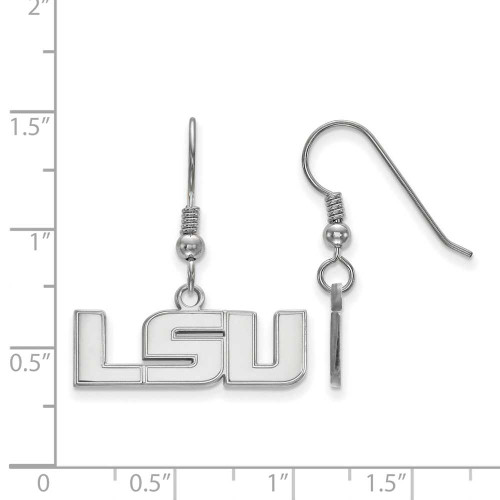 Image of Sterling Silver Louisiana State University Sm Dangle Earrings LogoArt SS006LSU