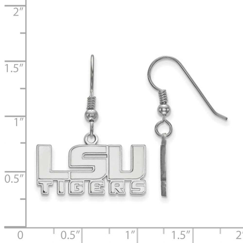 Image of Sterling Silver Louisiana State University Sm Dangle Earrings LogoArt SS046LSU