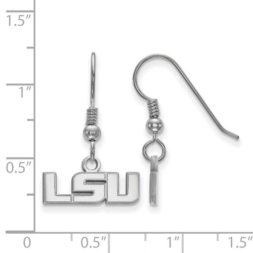 Image of Sterling Silver Louisiana State University XSmall Dangle Earrings LogoArt SS005