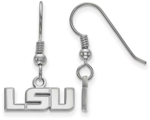 Image of Sterling Silver Louisiana State University XSmall Dangle Earrings LogoArt SS005