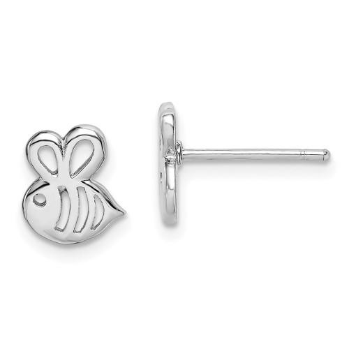 Sterling Silver Madi K Rhodium-Plated Bumble Bee Post Earrings