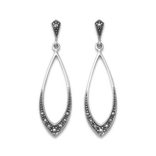 Image of Sterling Silver Marcasite Drop Earrings