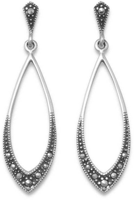 Image of Sterling Silver Marcasite Drop Earrings
