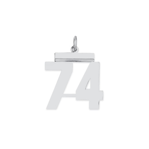Image of Sterling Silver Medium Polished Number 74 Charm