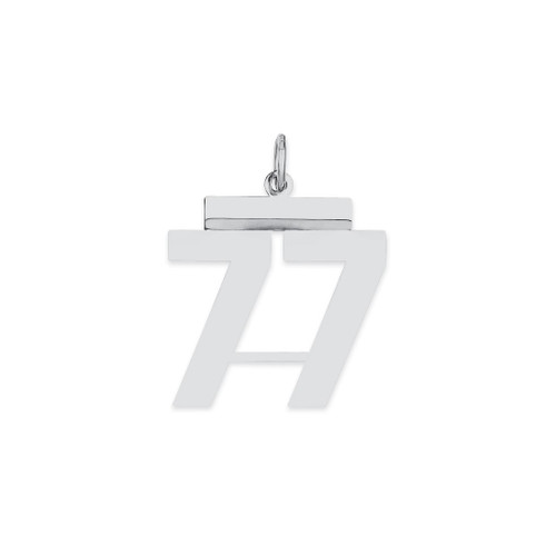 Image of Sterling Silver Medium Polished Number 77 Charm